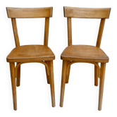 Pair of Baumann bistro chairs in light wood