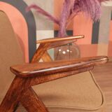 Scandinavian armchair deep brown wool space age design