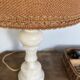 Alabaster lamp, 2m fabric cable, braided jute lampshade