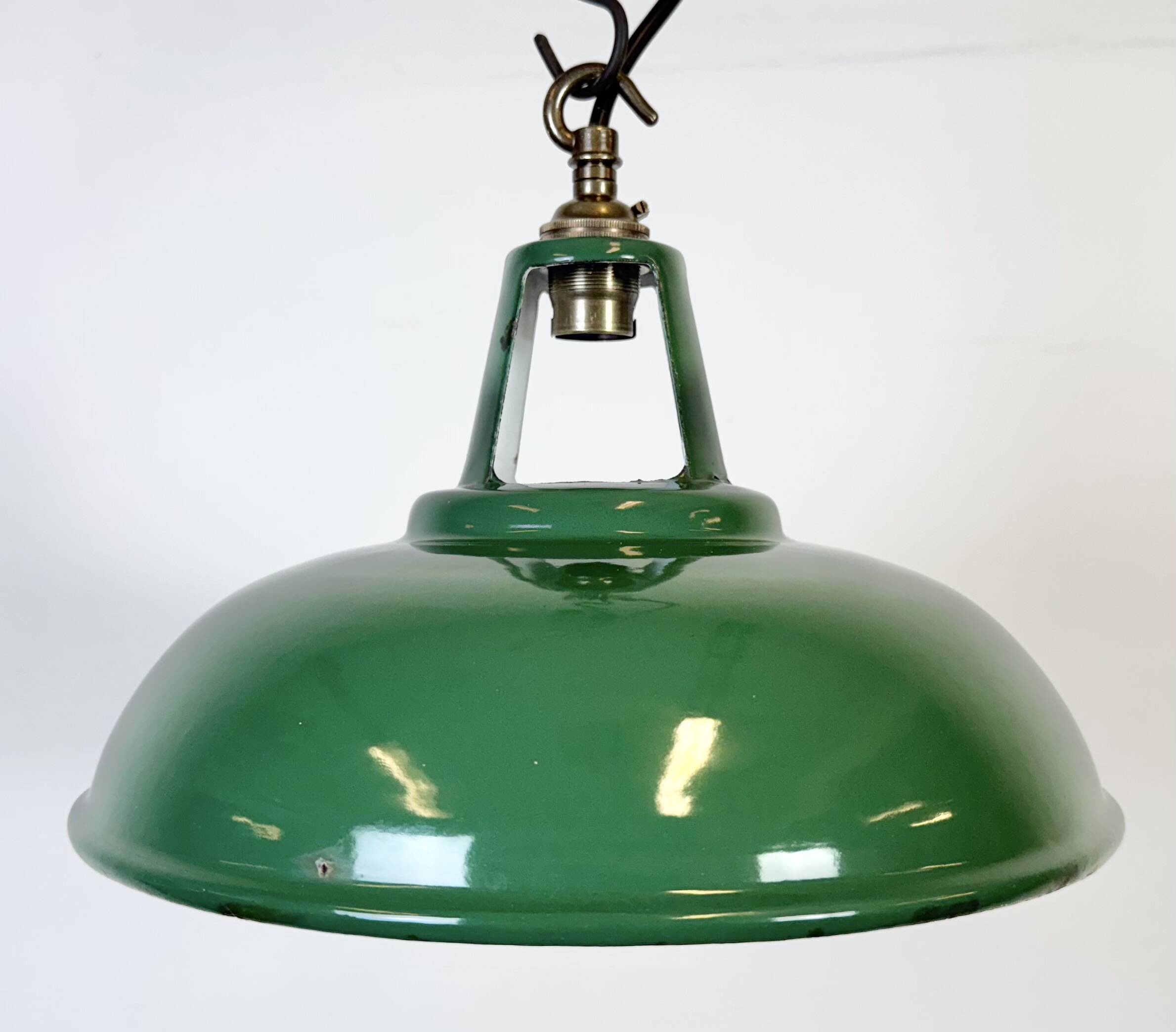 Industrial Green Enamel Factory Pendant Lamp, 1960s
