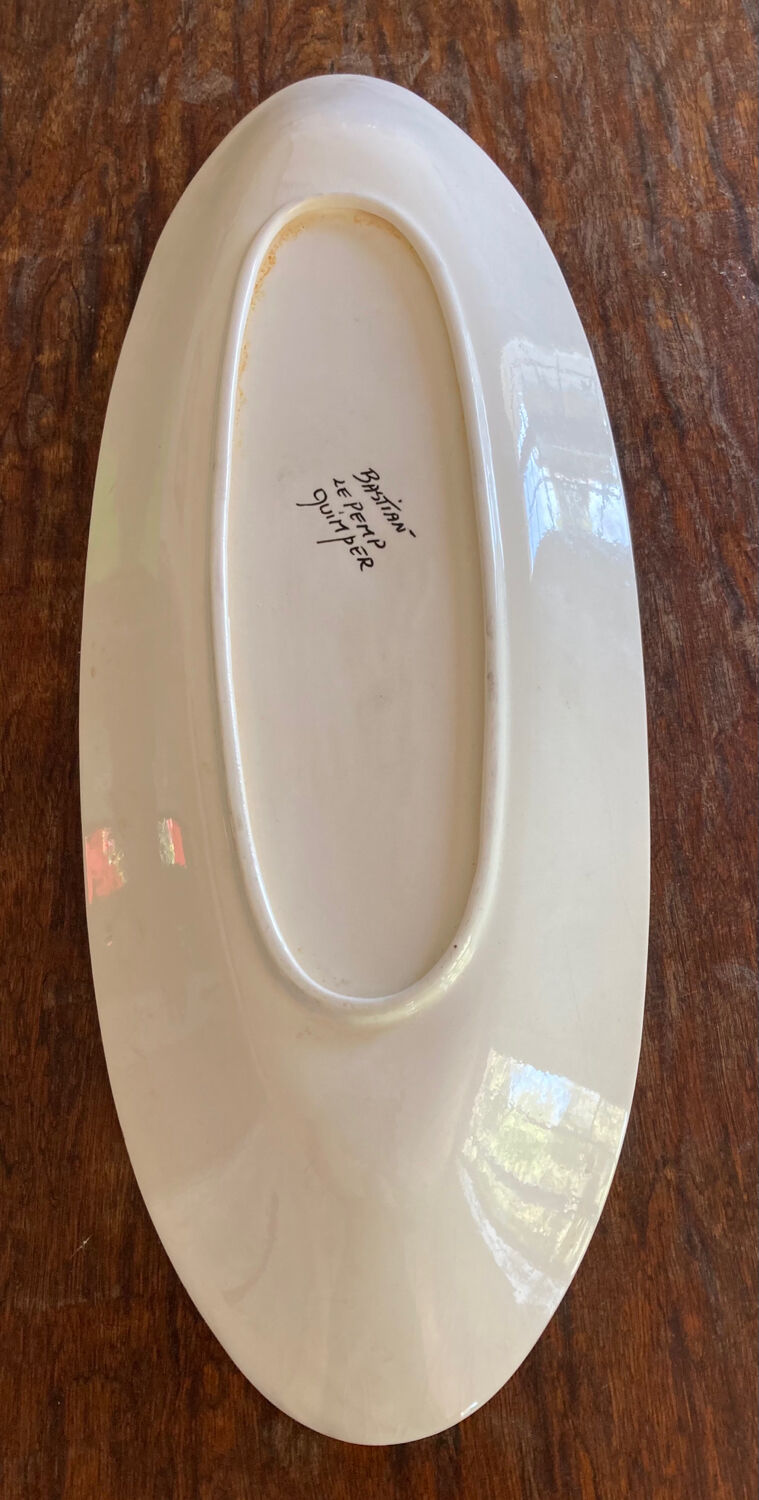 Obongue table dish decorative service 50s Quimper Le Pemp Bastian