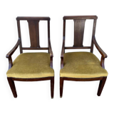 Pair of Louis XVI style mahogany office armchairs
