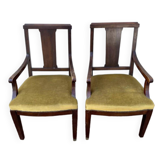 Pair of Louis XVI style mahogany office armchairs