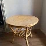 Rattan and bamboo table 60s