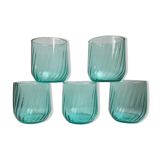 Set of 5 water green water glasses 50s