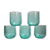 Set of 5 water green water glasses 50s