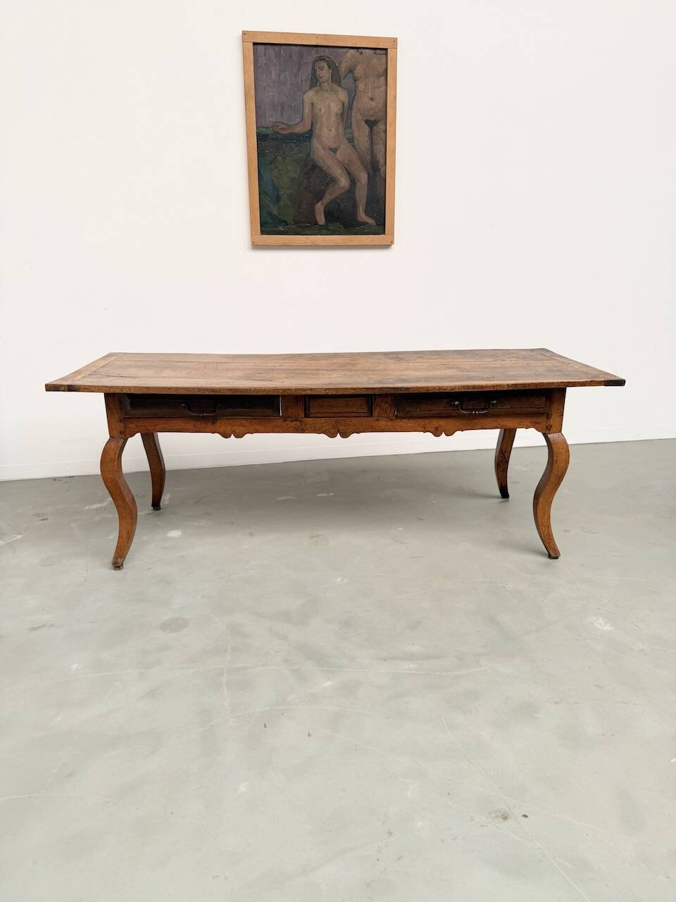 19th century walnut drapery table 2m1