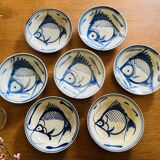 Earthenware plates with carp pattern