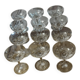 12 Cristal Baccarat Champagne coupes stamped Epron model.