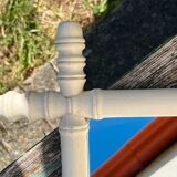 Vintage wooden turned mirror, white, rectangular, 1940s.