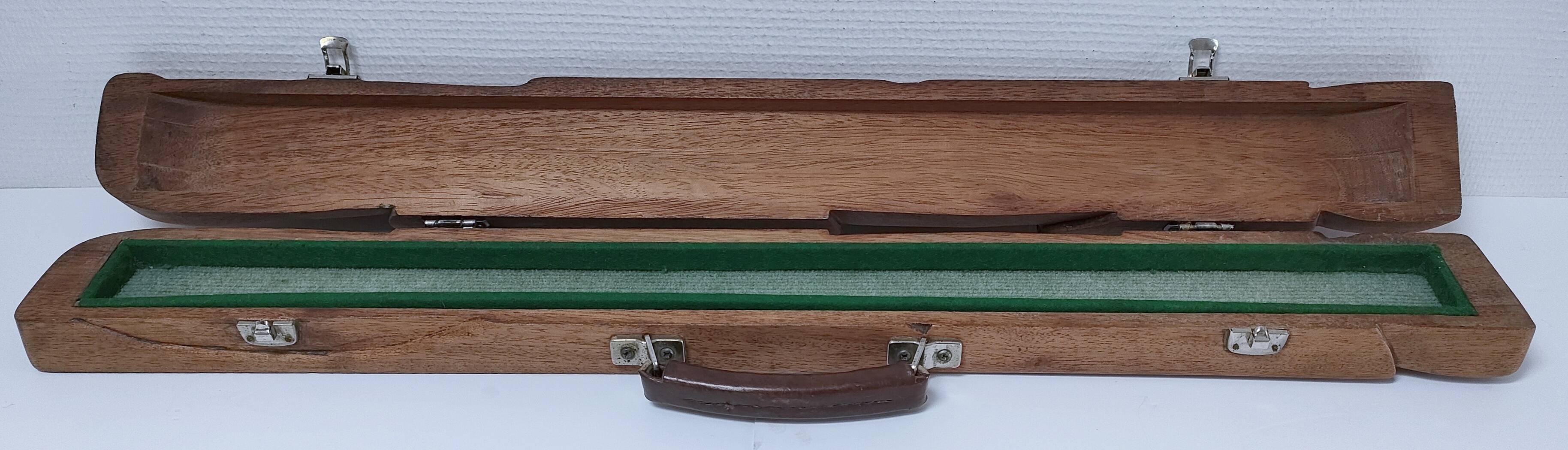 étui bois queue billard vintage