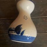 Antique DELFT Vase White Ceramic Blue Decor Vintage Mill #D573