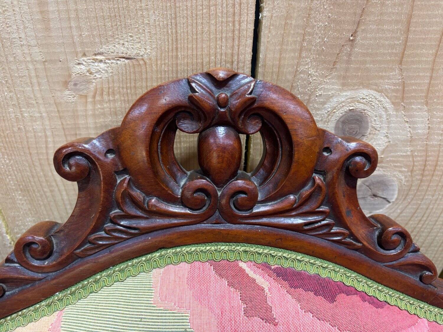 Napoleon III salon set 9 pieces solid mahogany rose fabric