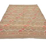 6x8 Light Green Brown Turkish Kilim Rug, 173x260Cm