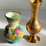 Vases céramique et laiton artisanal vintage