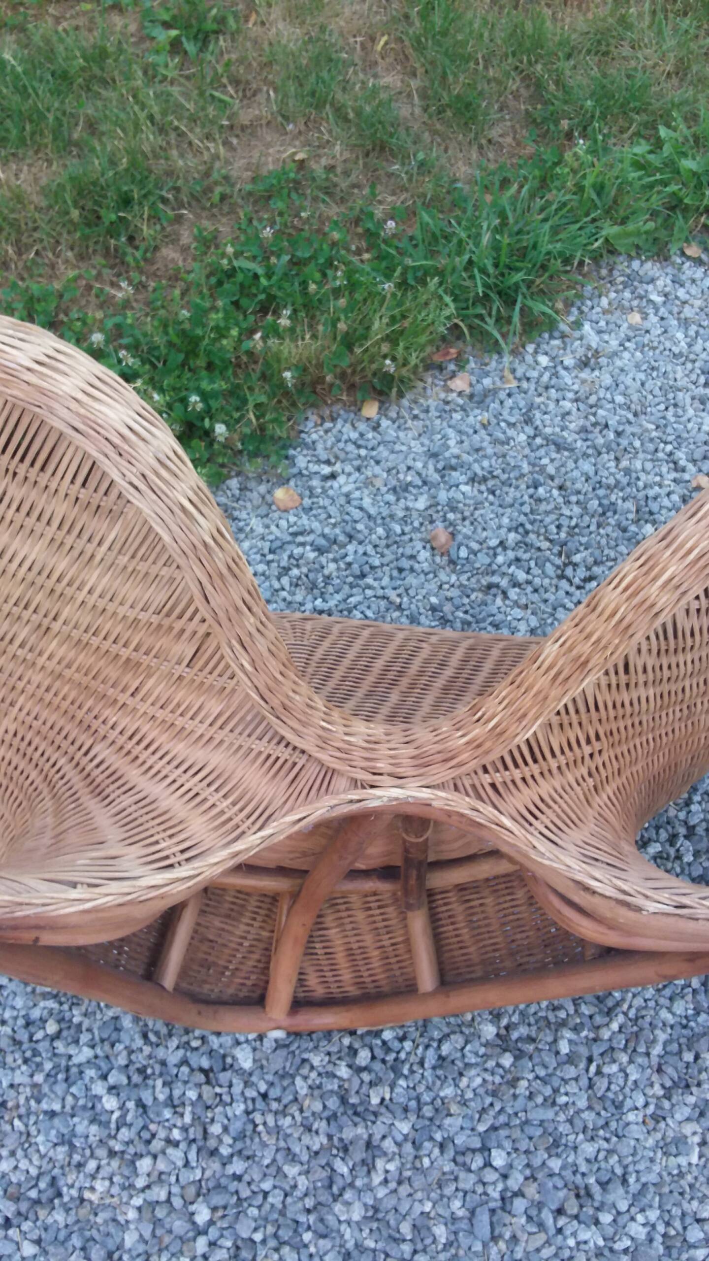 Rattan armchair and rattan coffee table from the 70s
