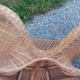 Rattan armchair and rattan coffee table from the 70s