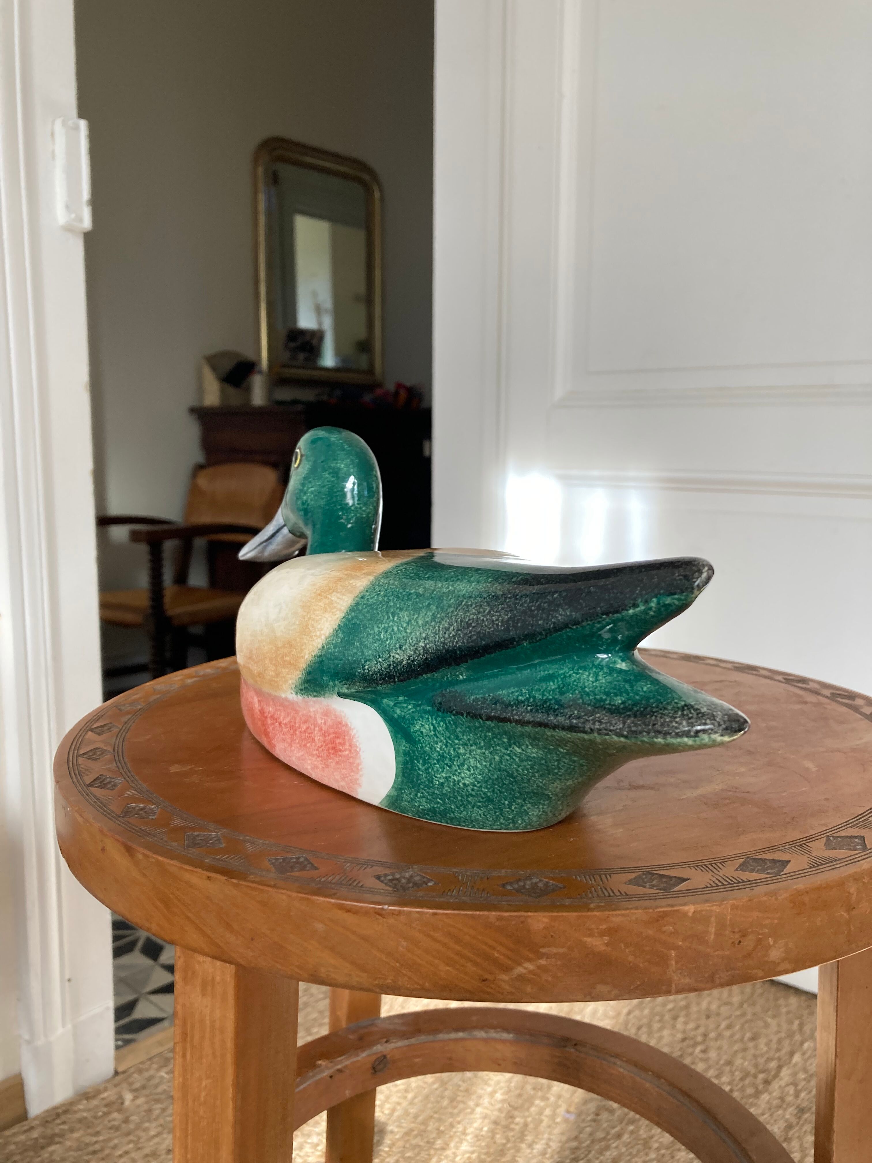 Duck Colbert vintage glazed ceramic sculpture