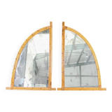 Pair of rattan “sail” mirrors