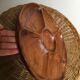 Round wooden dish with six compartments