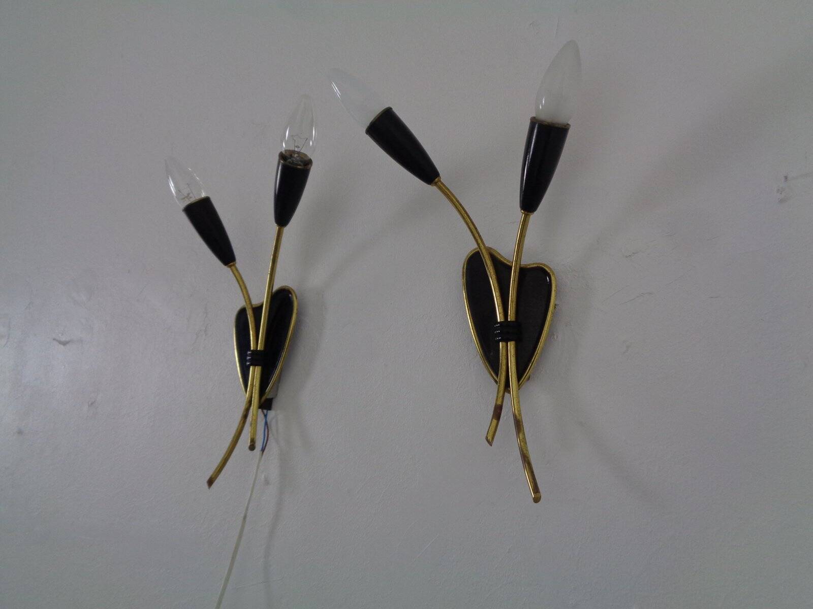 Mid-Century Modern German Wall Lamps, 1950s, Set of 2