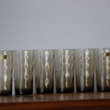 6 high smoked glasses vintage luminarc