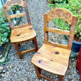 Set of 2 carved wooden chairs