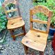 Set of 2 carved wooden chairs