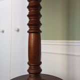 Turned wooden floor lamp