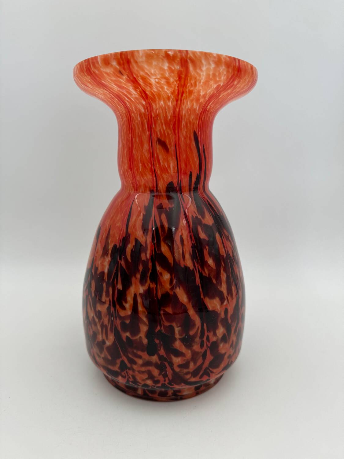 Orange and brown speckled glass vase, Clichy style