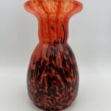 Orange and brown speckled glass vase, Clichy style