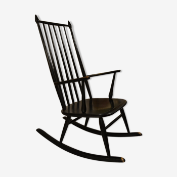 Rocking chair noir années 1950/60