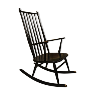 Rocking chair noir années 1950/60