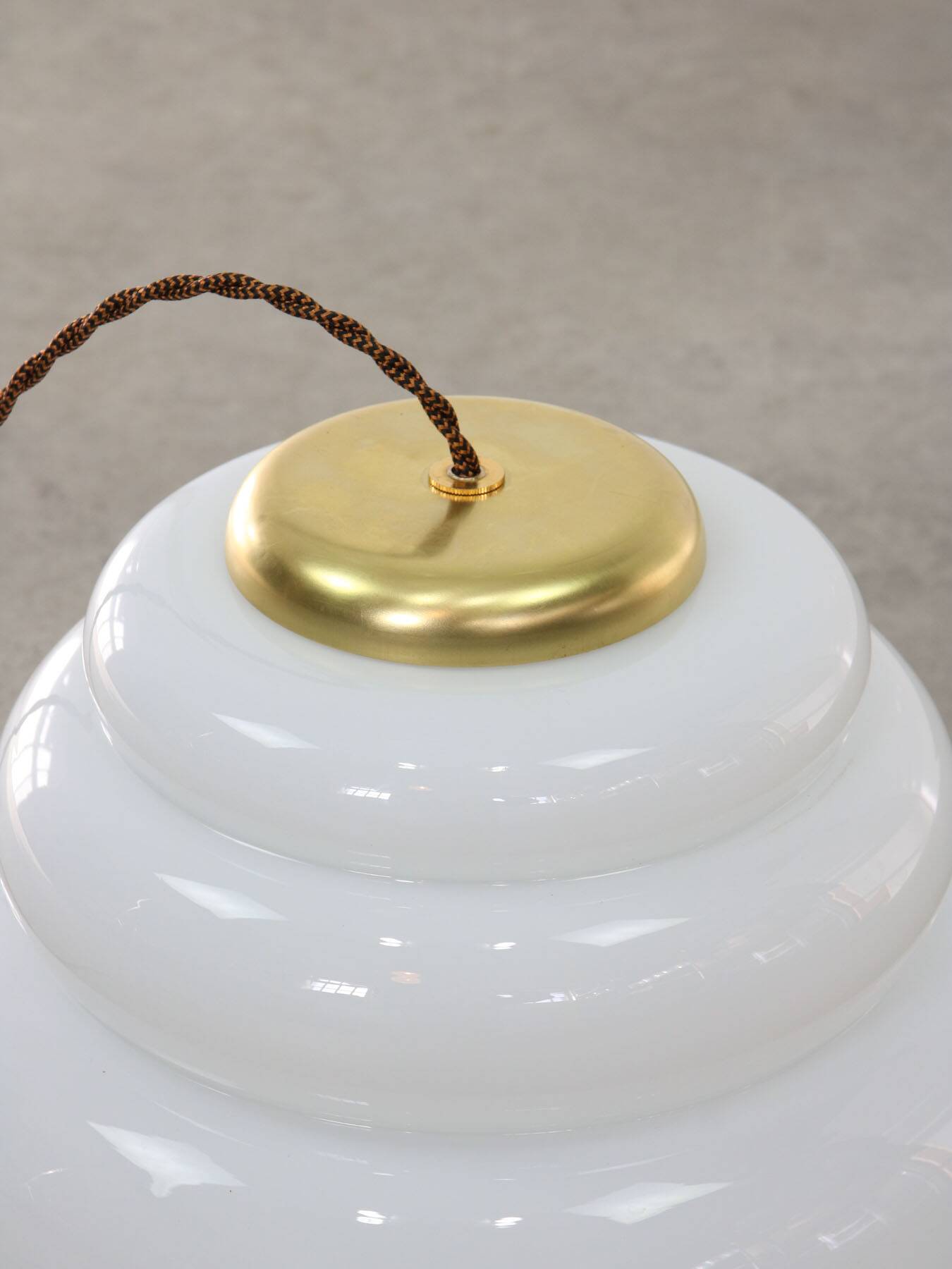 Mid-century italian brass and opaline cloud pendant lamp