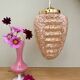 Vintage art deco globe pendant light in pink clichy glass
