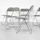 Set of 9 chrome folding chairs with fabric from the 1970s.