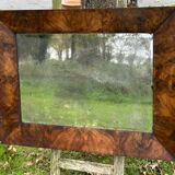 Antique mirror with elm burl molding, heavily demercurized, in its current condition