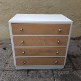 Large chest of drawers vintage wood white year 50