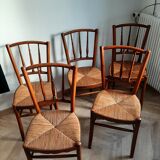 Set of 5 faux bamboo style chairs