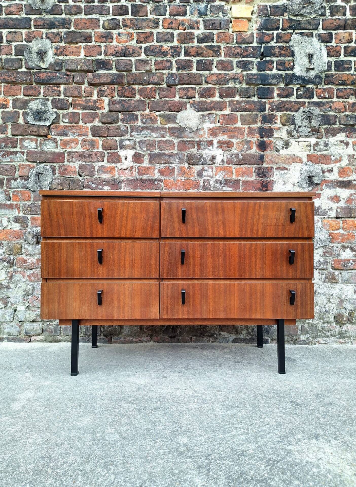 Vintage teak sideboard, large antique chest of drawers.