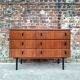Vintage teak sideboard, large antique chest of drawers.