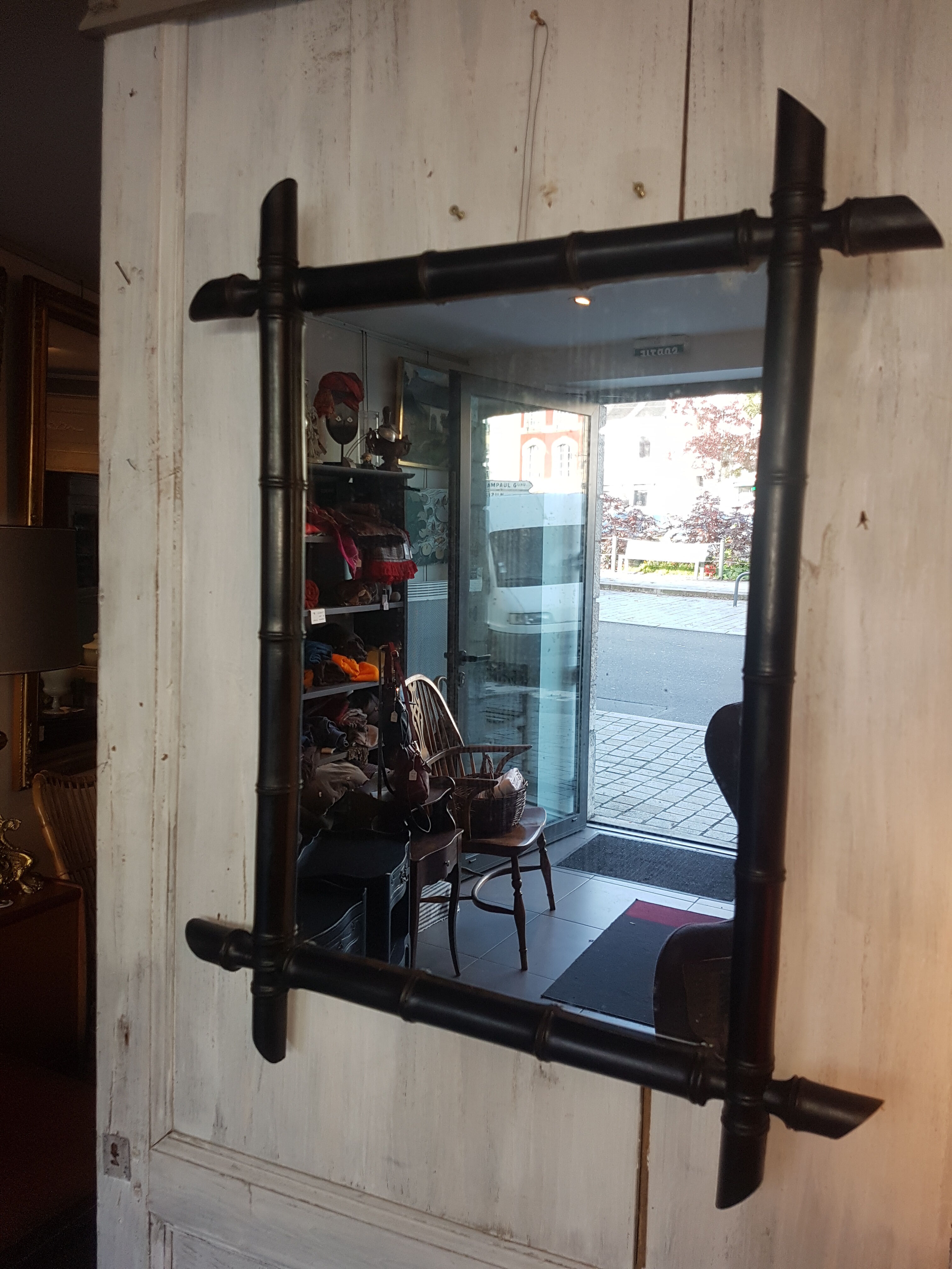 Black bamboo mirror 57x72cm