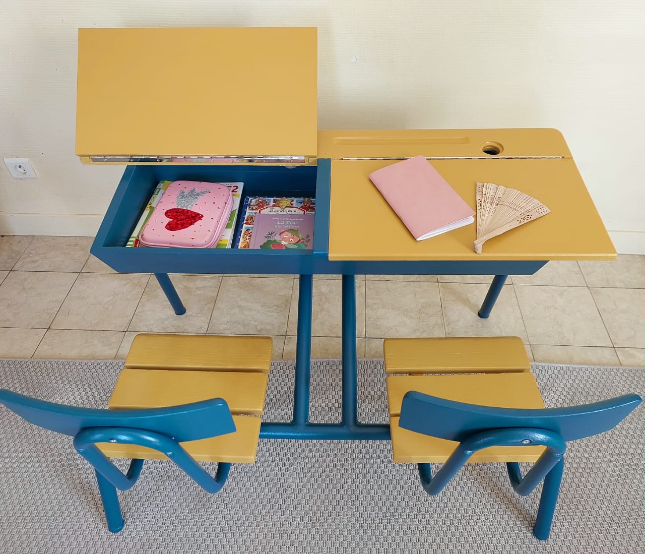 Bureau d'écolier Vintage restauré