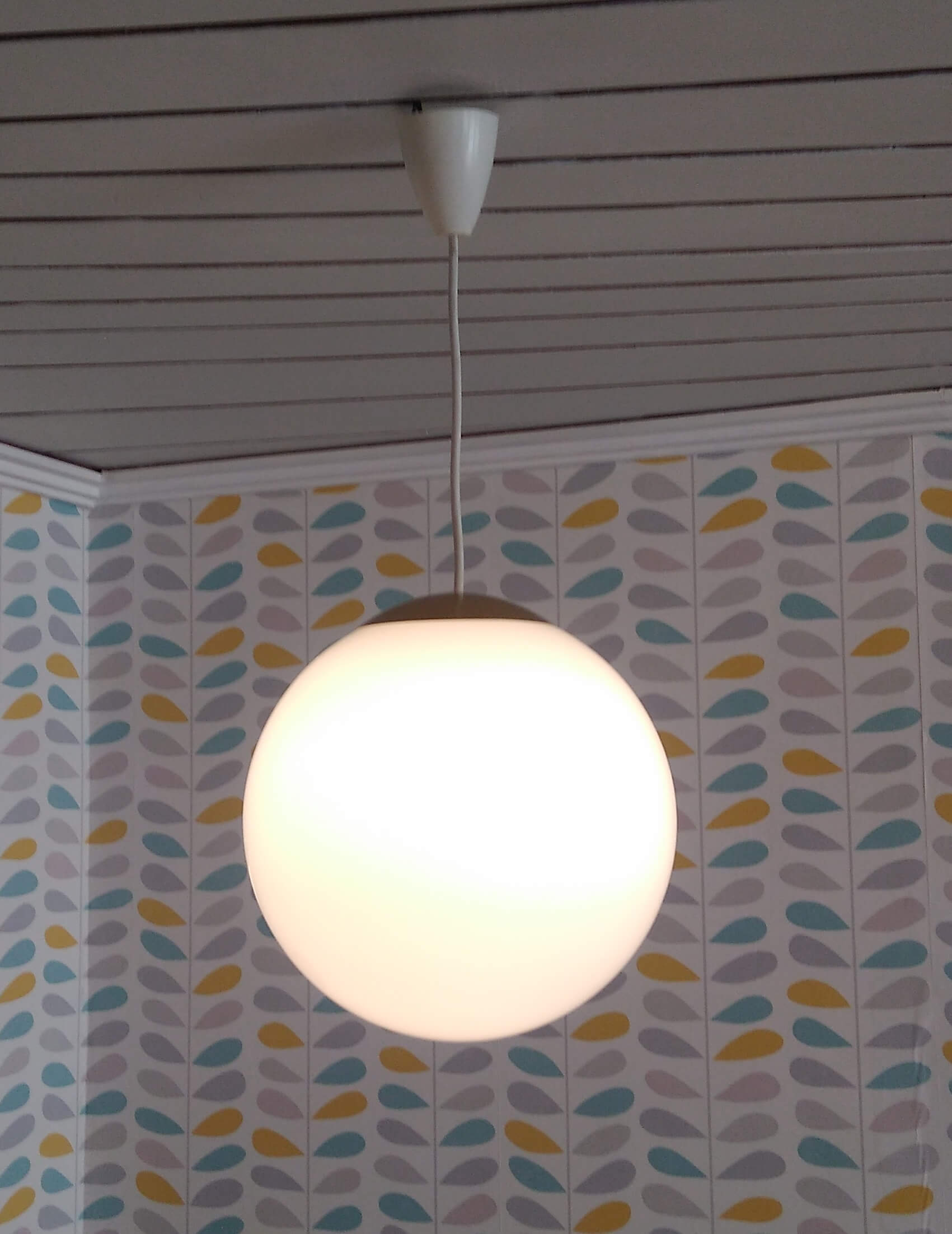 Hanging globe white glass