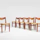 Arne Wahl Iversen set of six teak dining chairs Glyngore Denmark 1960