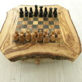 Olive wood chess board handmade chess games Tunisia natural rough edge