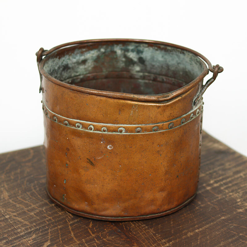 Antique worn Wabi Sabi red copper bucket