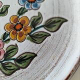 Assiette grès émaillé motif floral