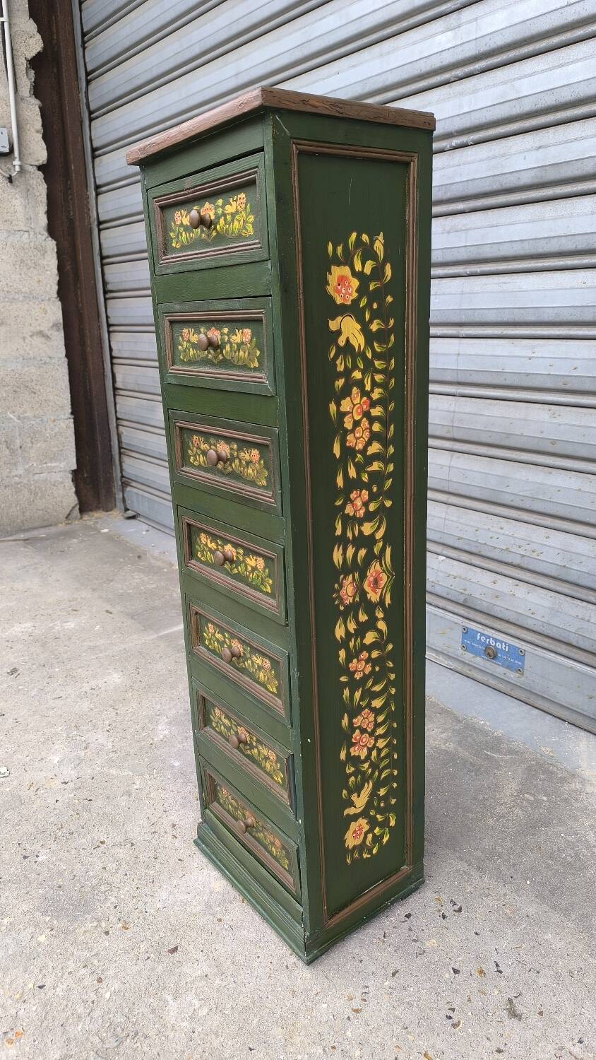 Hand-painted beechwood chest of drawers, 1950s