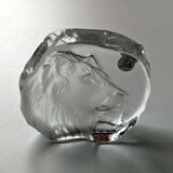 Paperweight Lion head sculpture Arques Crystal